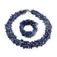 thumbnail image 1 of Bling Jewelry Womens Large Gemstone Cluster Multi Strand Bib Collar Necklace & Stretch Bracelet Set, 1 of 7