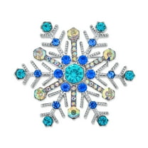 Bling Jewelry Womens Large Multi Ice Blue Snowflake Brooche Pin Crystal Holiday Party Rhodium Plated