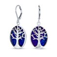 thumbnail image 1 of Bling Jewelry Womens Large Oval Gemstone Lapis Lazuli Turquoise Dangle Earrings in Sterling Silver, 1 of 4