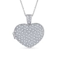thumbnail image 1 of Bling Jewelry Womens Keepsake Pave CZ Aromatherapy & Photo Large Puff Heart Shape Locket Pendant Necklace Sterling Silver, 1 of 7