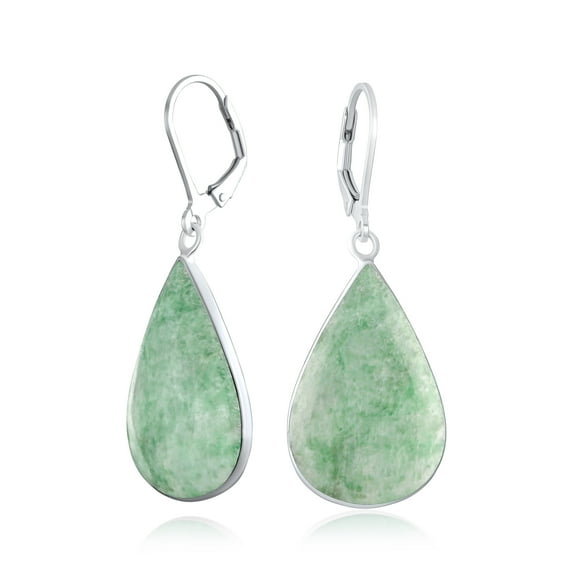Bling Jewelry Womens Large Shell Gemstone Teardrop Dangle Earrings in Sterling Silver Leverback