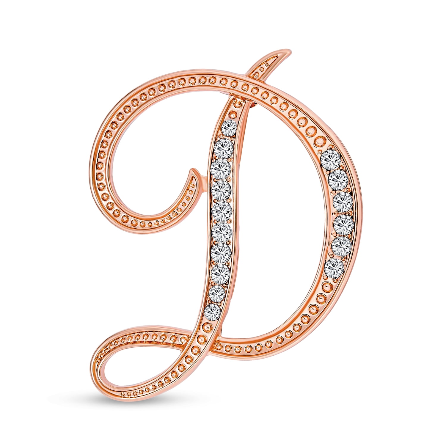 Spilla Con Iniziale Cristalli Pave - Gioiello Personalizzato In Oro Rosa O Argento Per Donne - Foto 9