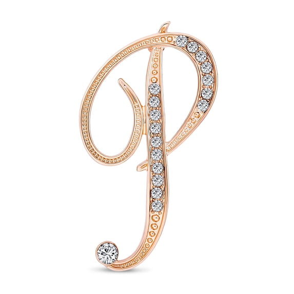Bling Jewelry Womens Large Statement ABC Pave Crystal Monogram Brooche Pin in Gold or Silver Plated