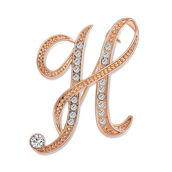 Bling Jewelry Womens Large Statement ABC Pave Crystal Monogram Brooche Pin in Gold or Silver Plated