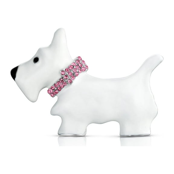 Bling Jewelry Womens Large Statement Blue or Pink Crystal Dog Brooche Pin Silver Tone 1.3 Inch