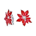 thumbnail image 1 of Bling Jewelry Womens Large Statement Poinsettia Brooch Clip-On Earrings Set Red Enamel Silver Plated, 1 of 5
