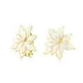 thumbnail image 1 of Bling Jewelry Womens Large Statement Poinsettia Brooch Clip-On Earrings Set White Enamel Gold Plated, 1 of 5