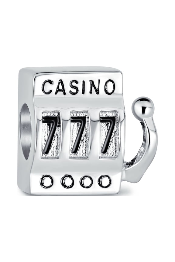 Womens Las Vegas Lucky 777 Casino Slot Machine Charm Bead Sterling Silver for Bracelet