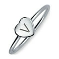 thumbnail image 1 of Bling Jewelry Womens Letter V Block Alphabet Initial Heart Monogram Signet Ring .925 Silver Engraved, 1 of 3
