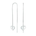 thumbnail image 1 of Bling Jewelry Womens Lightweight Long Flat Heart Chain Threader Earrings Sterling Silver U Hook, 1 of 4