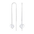 thumbnail image 1 of Bling Jewelry Womens Lightweight Long Flat Heart Chain Threader Earrings Sterling Silver U Hook, 1 of 4