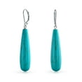 thumbnail image 1 of Bling Jewelry Womens Long Linear Quartz Turquoise Onyx Lapis Gemstone Dangle Earrings Sterling Silver, 1 of 4