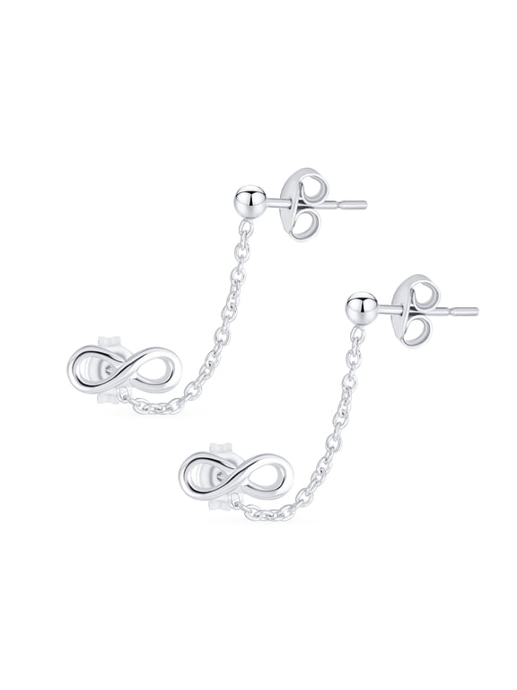 Womens Double Piercing Infinity Ear Cuff Cartilage Stud Earrings Sterling Silver