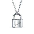 thumbnail image 1 of Bling Jewelry Womens M Script Initial Monogram Lock Pendant Necklace 16 Inch, 1 of 4