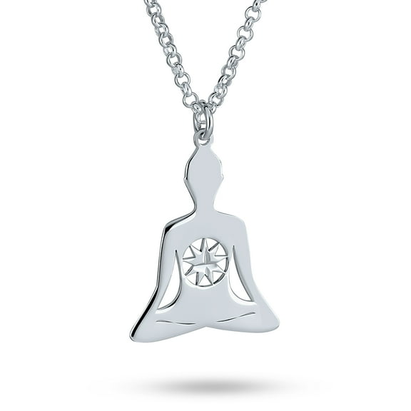 Bling Jewelry Womens Mediation Celestial Fairy Star Heptagram Buddha Pendant Necklace Sterling Silver