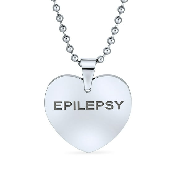 Bling Jewelry Womens Medical ID Dog Heart Shape Tag Pendant Necklace in Stainless