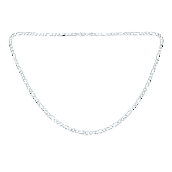 Bling Jewelry Womens Mens Solid Heavy .925 Sterling Silver 5.5MM Thick Figaro Chain Necklace 24"