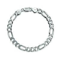 Bling Jewelry Womens Thick Heavy 7MM Italian Figaro Chain Link Bracelet Sterling Silver Made In Italy