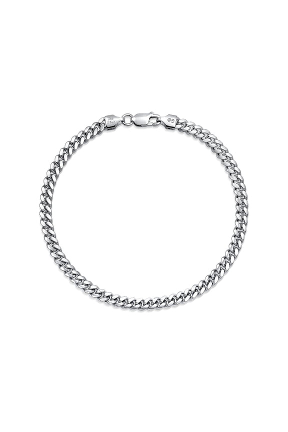 Womens Men's Solid Heavy Miami Cuban Curb 5MM Link Bracelet .925 Sterling Silver 8 Inch