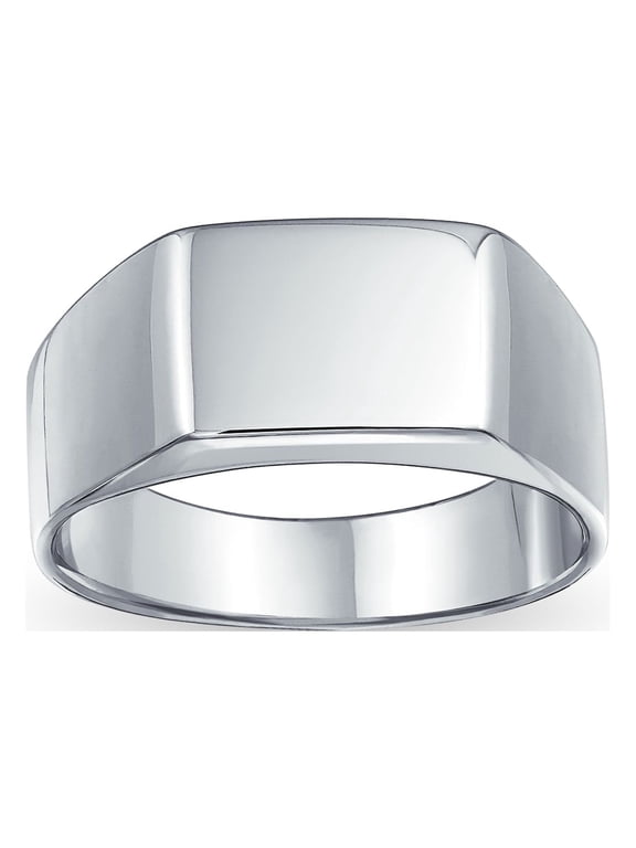 Womens Men's Simple Rectangle Monogram Style Signet Ring .925 Sterling Silver