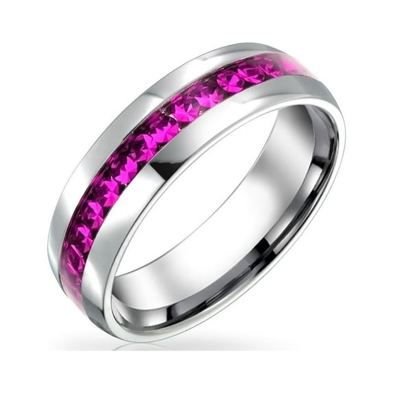 Bling Jewelry Womens Mens Stainless Crystal Eternity Band Ring Silver Toned