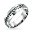 thumbnail image 1 of Bling Jewelry Womens Mens Stainless Steel Crystal Eternity Band Ring Unisex Silver Toned, 1 of 5