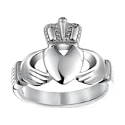 Bling Jewelry Unisex Friendship Promise Celtic Heart Claddagh Ring Silver Tone Stainless Steel