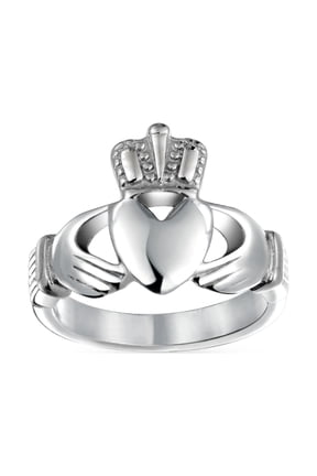 Unisex Friendship Promise Celtic Heart Claddagh Ring Silver Tone Stainless Steel