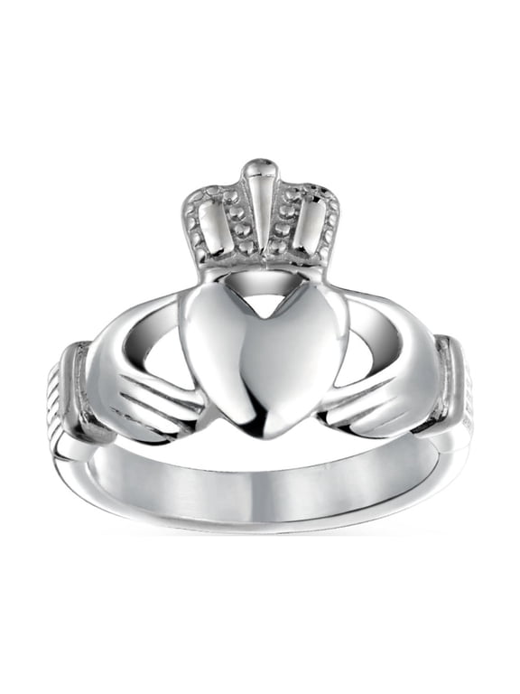 Unisex Friendship Promise Celtic Heart Claddagh Ring Silver Tone Stainless Steel