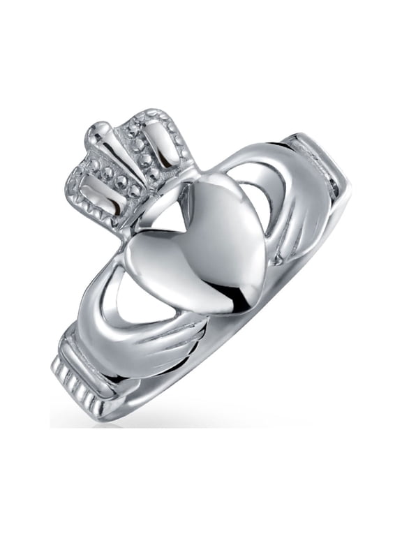 Unisex Friendship Promise Celtic Heart Claddagh Ring Silver Tone Stainless Steel