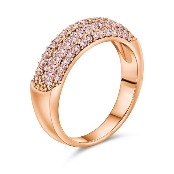 Bling Jewelry Womens Micro Pave Pink Cubic Zirconia Cocktail Statement Ring Rose Gold Sterling Silver