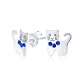 thumbnail image 1 of Bling Jewelry Womens Tiny Blue Crystal Accent Kitten Cat Stud Earrings .925 Sterling Silver, 1 of 5