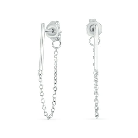Bling Jewelry Womens Bar Dangle Chain Cartilage Ear Stud Earrings Sterling Silver