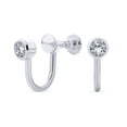 thumbnail image 1 of Bling Jewelry Womens Minimalist Blue CZ Clip-On Earrings Rose Gold Plated Sterling Silver 4MM, 1 of 6