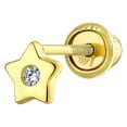 thumbnail image 1 of Bling Jewelry Womens Tiny 3MM CZ 14K Gold Cartilage Ear Piercing Star Stud Earring Screwback, 1 of 5