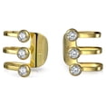 thumbnail image 1 of Bling Jewelry Womens Minimalist CZ Triple Band Ear Cuff Earrings Gold Plated .925 Sterling Silver, 1 of 4