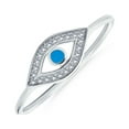 thumbnail image 1 of Bling Jewelry Womens Minimalist CZ Halo Evil Eye 1MM Band Midi Ring Sterling Silver, 1 of 5