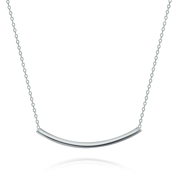 Bling Jewelry Womens Minimalist Curved Bar Pendant Necklace in 14K Rose Gold Plated Sterling Silver