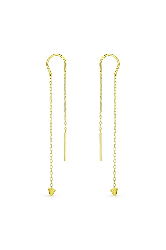 Womens Minimalist Dangle Earrings Arrow Spike Tip Gold Plated Sterling Silver