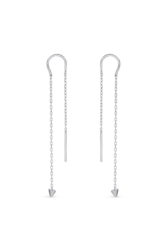 Womens Tiny Arrow Chain Threader Earrings 14K Gold Plated Sterling Silver