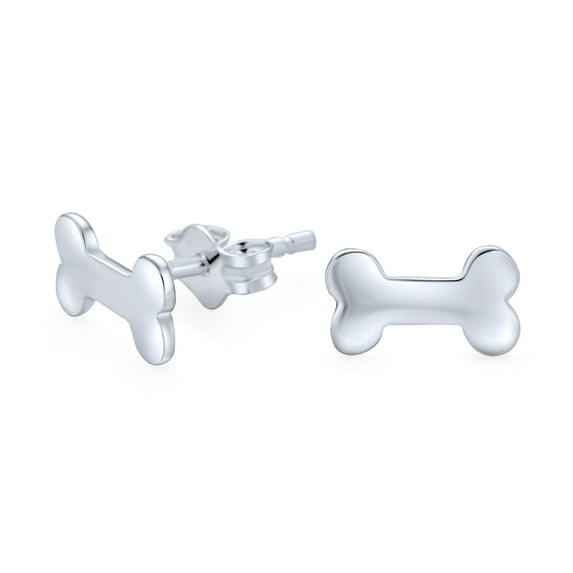 Bling Jewelry Womens Minimalist Dog Bone Stud Earrings for Animal Lovers in Sterling Silver