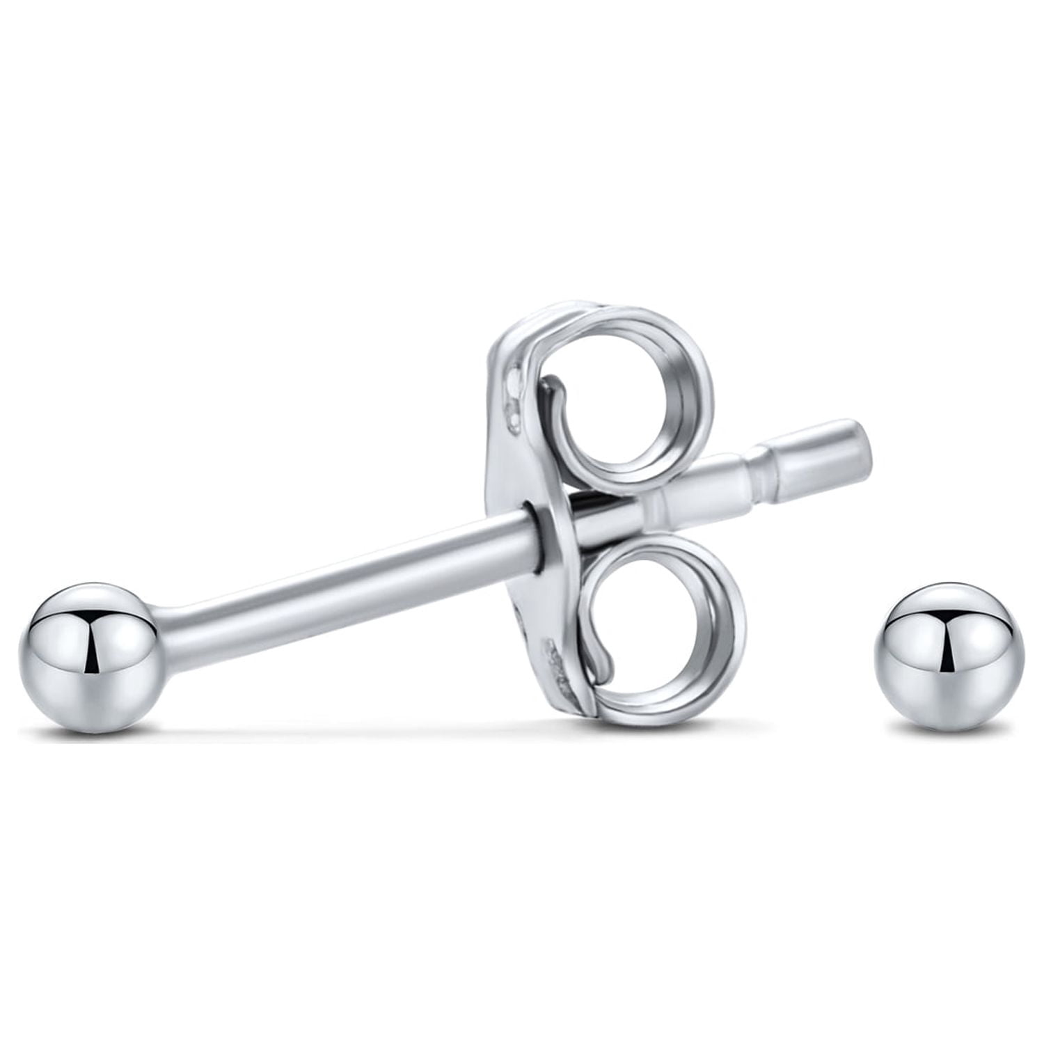 Minimalist Sterling Silver Ball Stud Earrings - Tragus & Cartilage Piercings 2-10mm