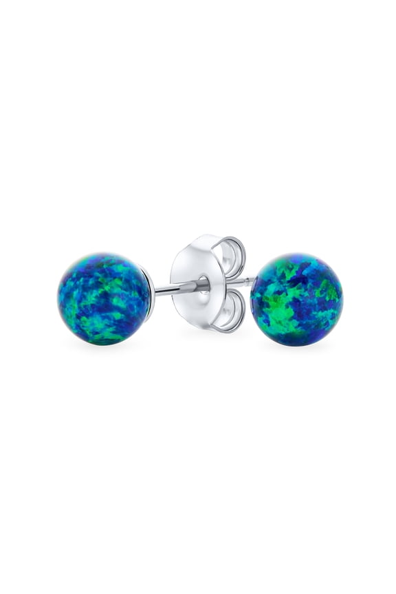 Womens Drop Ball Earrings Opalescent Opal Beads - October Birthstone 6MM