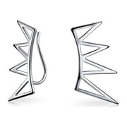Bling Jewelry Womens Ear Cuff Cartilage Spike Earrings .925 Sterling Silver