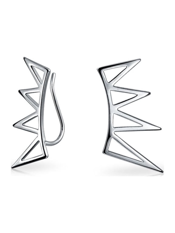 Womens Ear Cuff Cartilage Spike Earrings .925 Sterling Silver