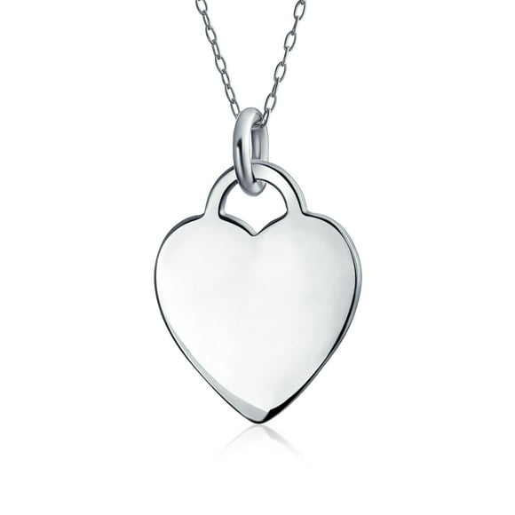 Bling Jewelry Womens Minimalist Heart Shape Sterling Silver Pendant Necklace - Medium Size
