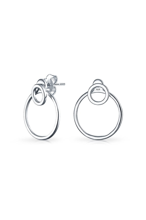 Womens   Hoop Huggie Earrings Sterling Silver 1.75 Inch Diameter