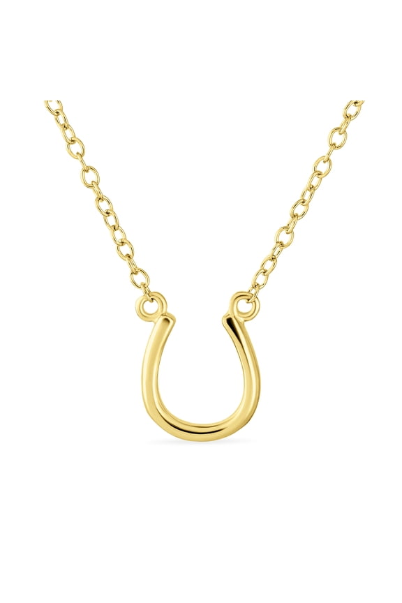 Womens Equestrian Good Luck Charm Horseshoe Pendant Necklace Gold Plated Silver