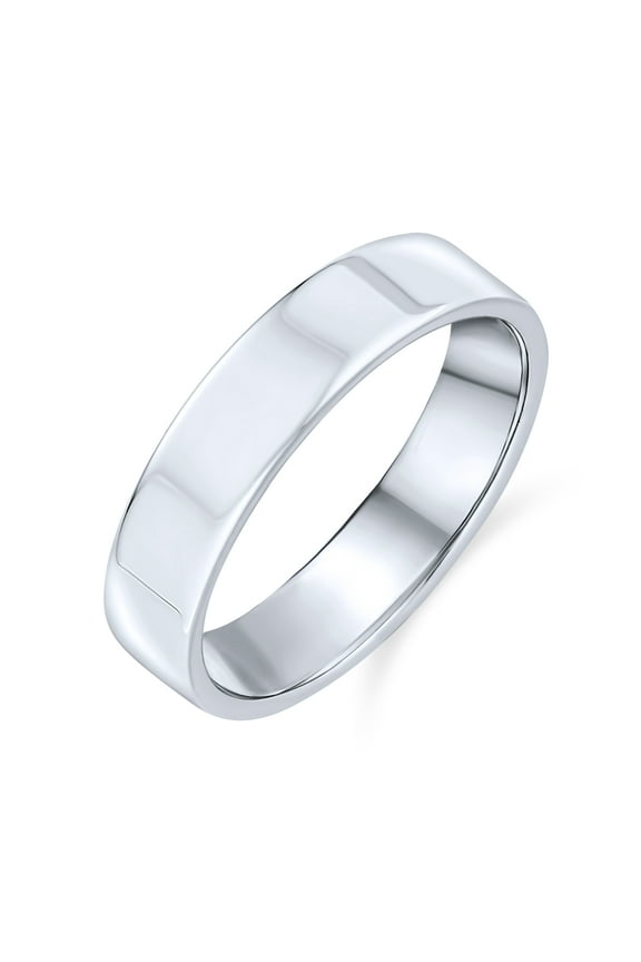 Womens Minimalist Mens Silver Ring: .925 Sterling Silver Flat Wedding Band for Men
