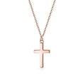 thumbnail image 1 of Bling Jewelry Womens Minimalist Tiny Religious Cross Pendant Necklace Rose Gold Plated Sterling Silver, 1 of 5